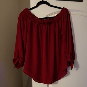 Express Off-Shoulder Burgundy Blouse